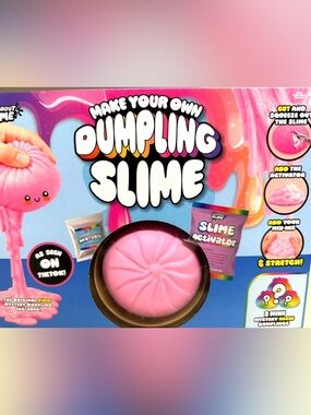 Make Your Own Dumpling Slime Kit - Pink Dumpling with 3 mystery Resin mini toys